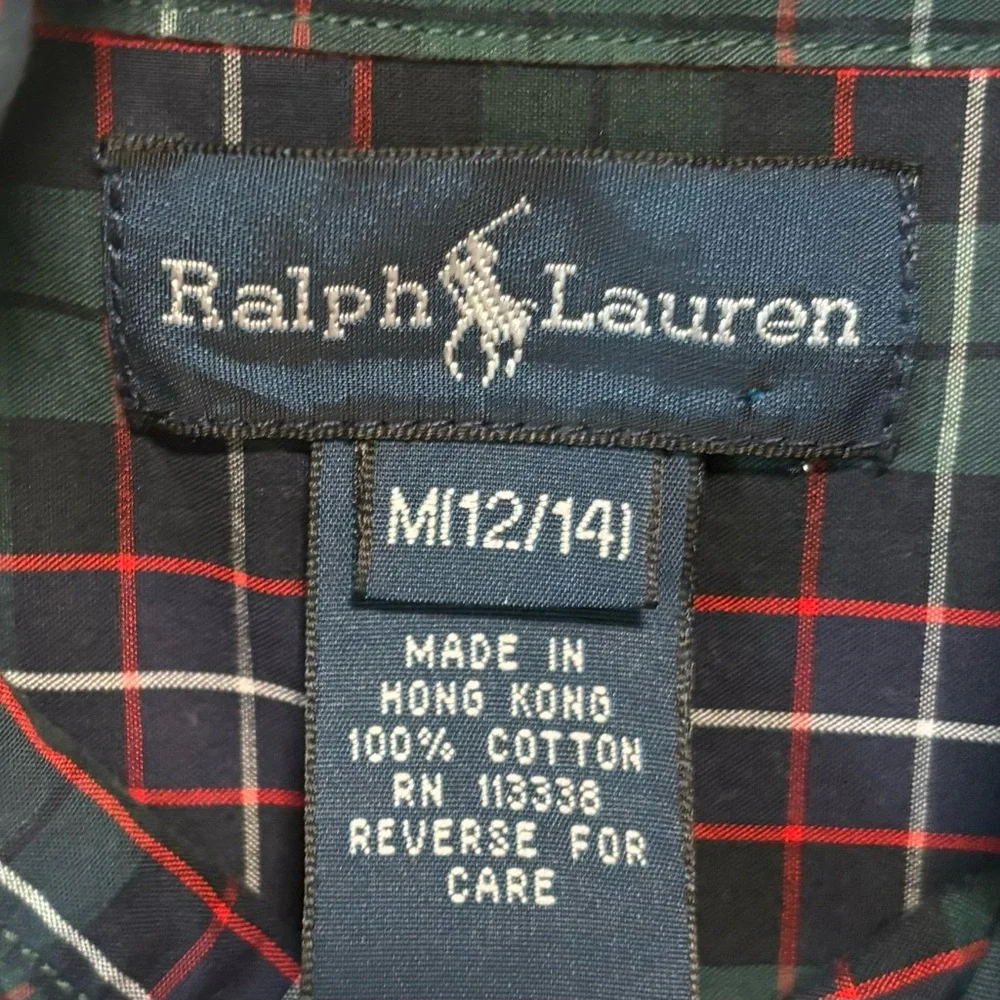 Ralph Lauren Boys Plaid Button Down Shirt Long Sleeve Classic Fit | Size Medium